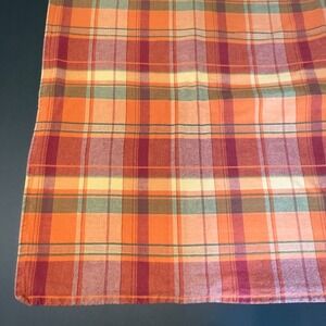 Harvest Orange Burgundy Plaid Tablecloth 56x89 Rectangular Cotton Fall Cottage